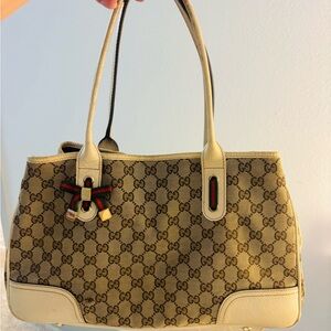 Gucci Beige and Brown Monogram Shoulder Bag